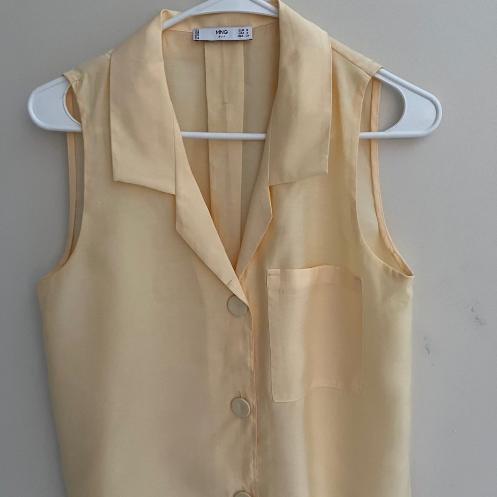 Mango Yellow Sleeveless Blouse